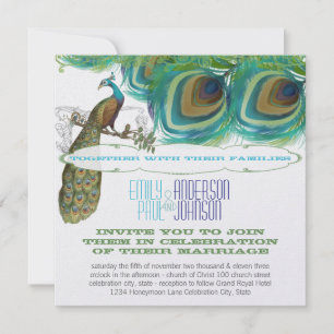 Convite Peacock Vintage 4 Feenas com Peacock