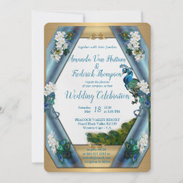 Convite Peacocks e Emerald Green Metalical Silk