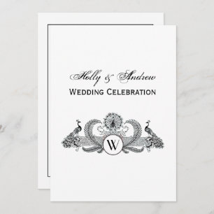 Convite Peacocks Vintage com Monograma