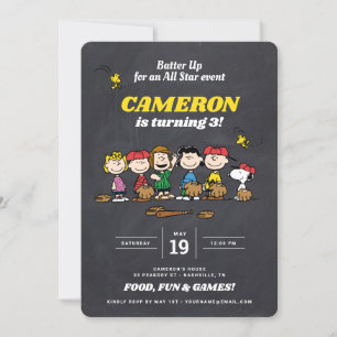 Convite Peanuts Gang   Quadro De Beisebol — Birthday Inv