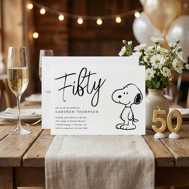 Convite Peanuts Snoopy - 50º Aniversário (Criador carregado)