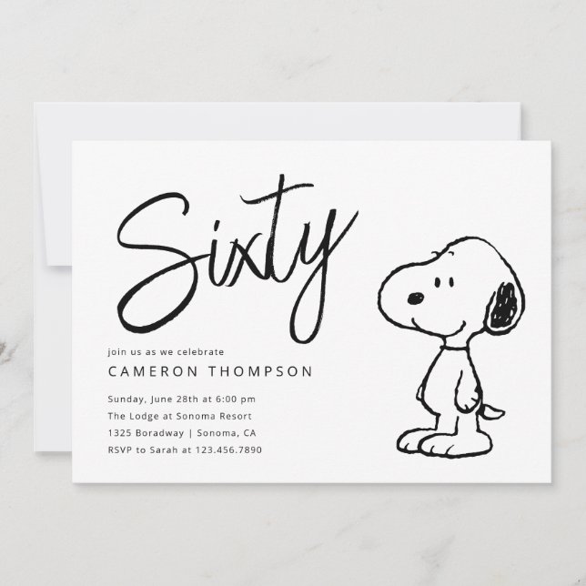 Convite Peanuts Snoopy - 60º Aniversário (Frente)