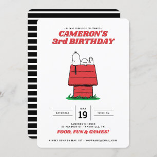 Convite Peanuts Snoopy Dog House Aniversário