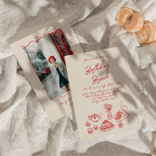 Convite Peão Desenhada Quirky Foto Única Birthday Brunch