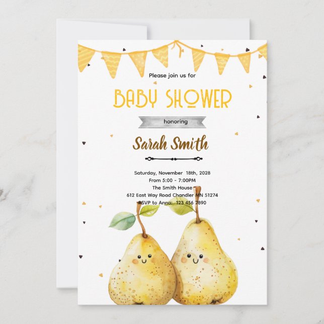Convite Pear theme party invitation (Frente)