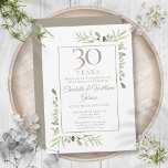 Convite Pearl 30 Casando Aniversário Greenery Floral<br><div class="desc">Apresentando delicado verde-jardim de aquarela,  este convite de aniversário chic pode ser personalizado com suas informações especiais de comemoração de 30 anos,  com um fundo de pérolas no sentido inverso. Projetado por Thisnotme©</div>