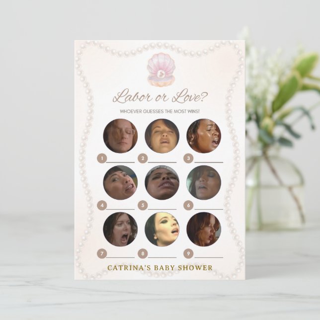 Convite Pearl Baby Shower Game - Editable Name, 5x7 (Em pé/Frente)