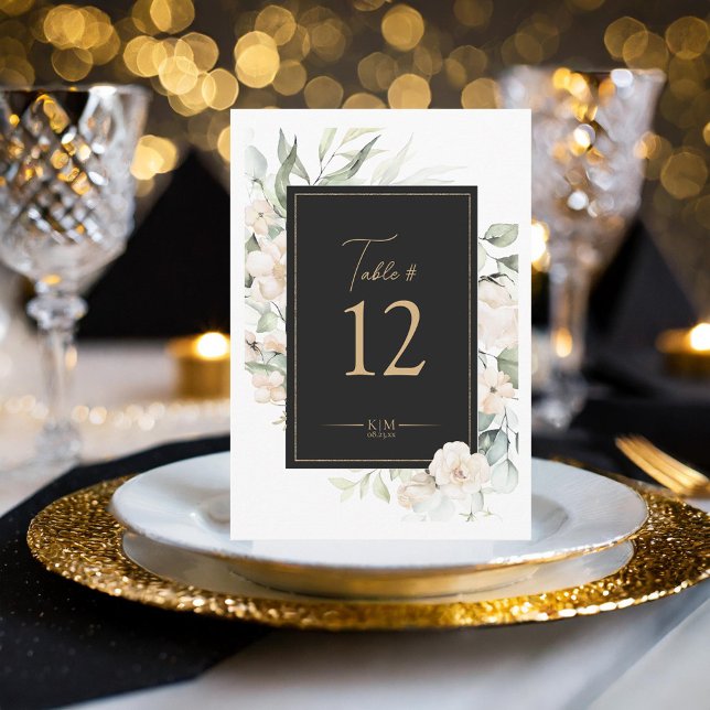 Convite Pearl Blush Floral Elegance Ebony Mesa# ID989 (Criador carregado)