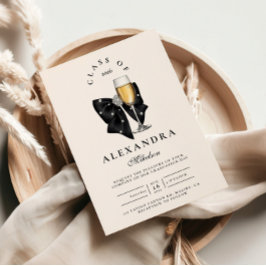 Convite Pearl Champagne Glass Graduation