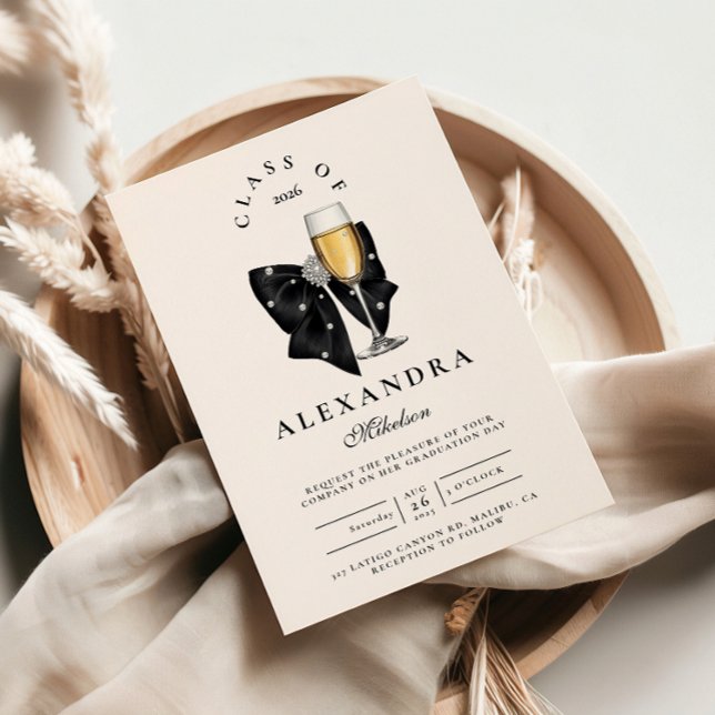 Convite Pearl Champagne Glass Graduation (Criador carregado)