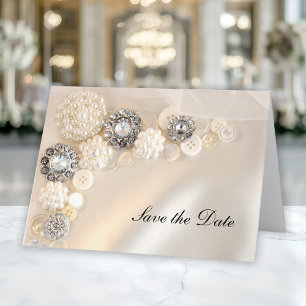 Convite Pearl Diamond Buttons Quinceañera Salve a Data