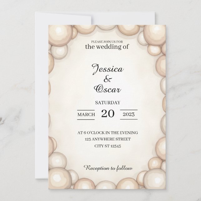 Convite Pearl Frame Wedding Invitation (Frente)