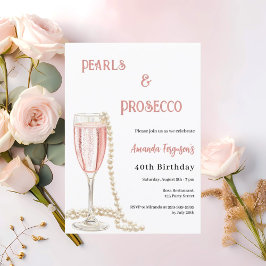 Convite Pearl Prosecco - Bolhas rosa aniversário