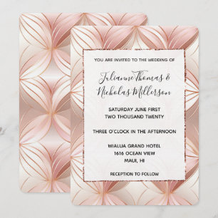 Convite Pearl Rosa Dourado Casamento de Abstrato