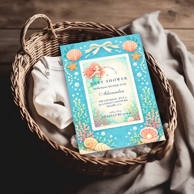 Convite Pearl Tide Mermaid Baby Shower (Criador carregado)