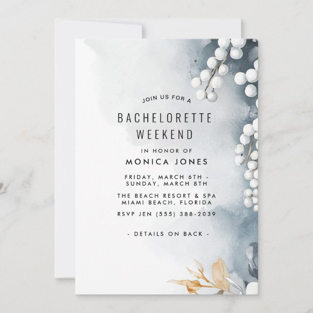 Convite Pearls and floral Bachelorette Weekend (Frente)