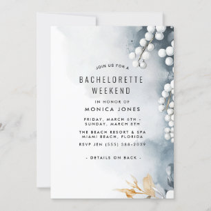 Convite Pearls and floral Bachelorette Weekend