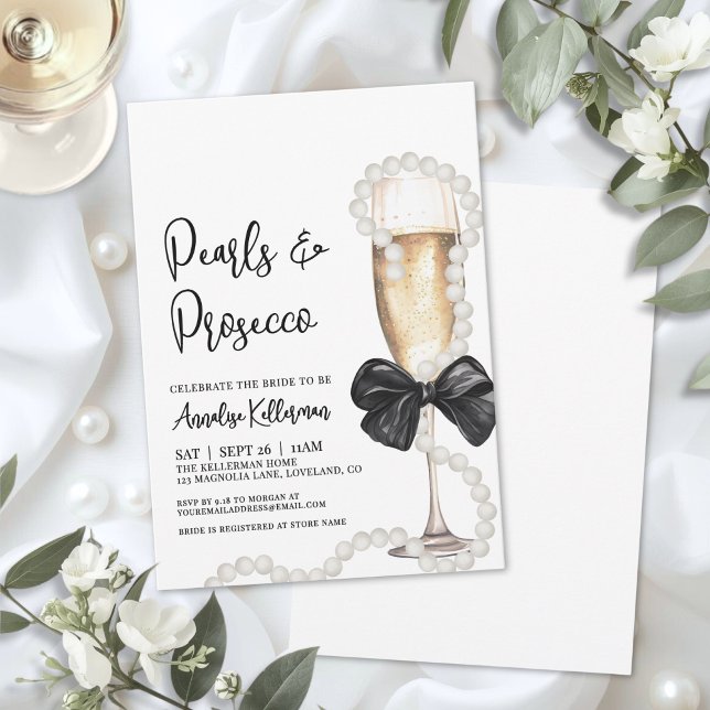 Convite Pearls And Prosecco Bridal Shower (Pearls And Prosecco Bridal Shower Invitation)