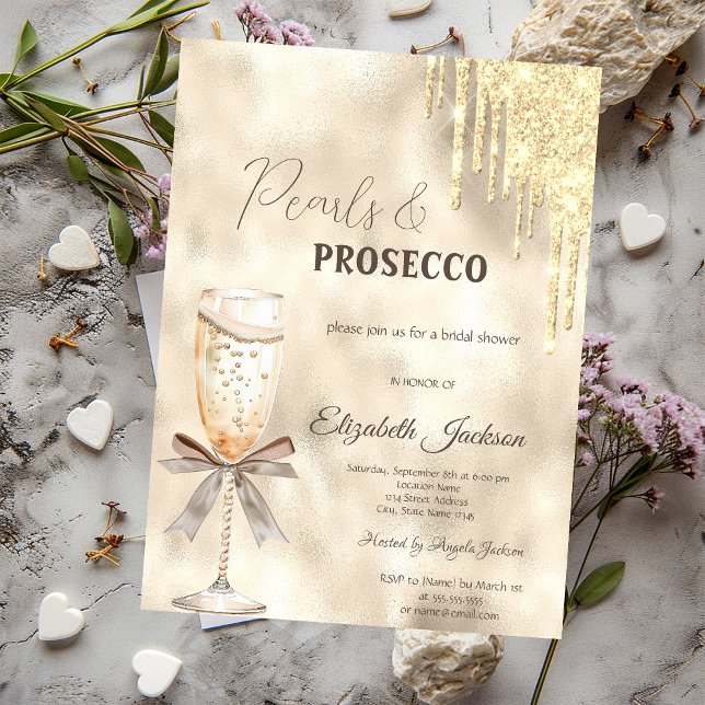 Convite Pearls Arco Prosecco Glitter Drives (Criador carregado)