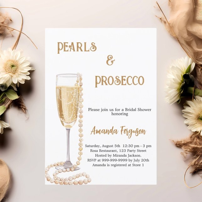 Convite Pearls Chá de panela de espuma Prosecco (Criador carregado)