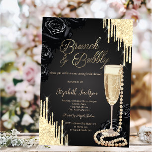 Convite Pearls de pílulas Prosecco Rosa Preto