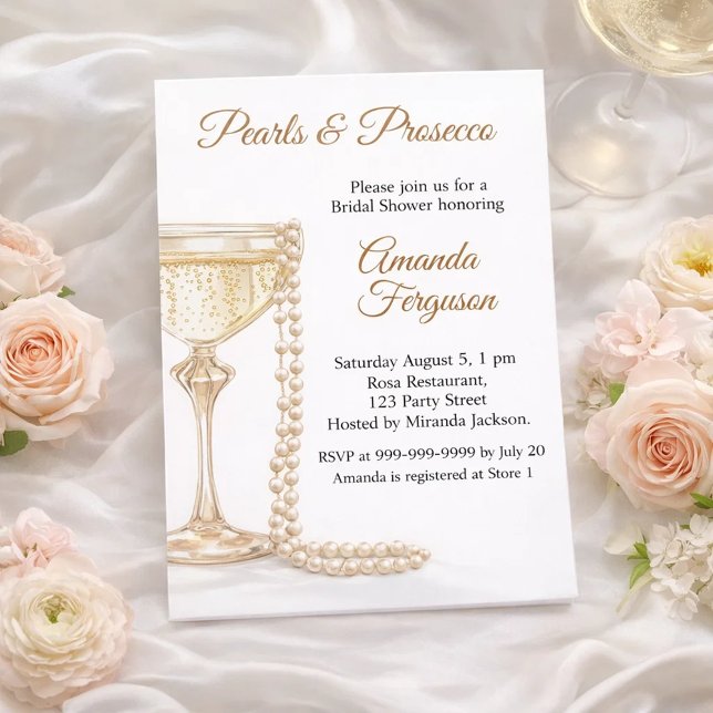 Convite Pearls Prosecco elegant Bridal Shower (Criador carregado)