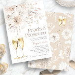 Convite Pearls Prosecco Elegante Bridal<br><div class="desc">Elevem a sua celebração com o nosso Prosecco Convocação Brida Elegante. Apresentando delicadas cores aquáticas, creme de bolo e flores bronzeadas adornadas com lindas pérolas e óculos de champanhe de luxo, esta coleção expele sofisticação do eterno. Perfeito para um caso de almoço de champanhe, esta coleção dá o tom para...</div>