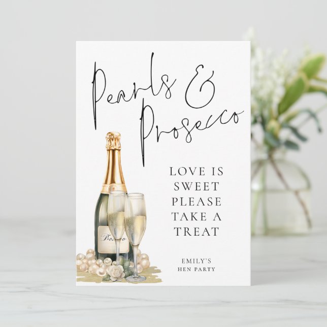 Convite Pearls Prosecco Love is Sweet Take Trating Sinal C (Em pé/Frente)