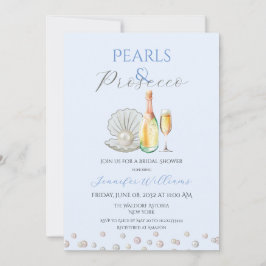 Convite Pearls Prosecco Pearlcore Chá de panela Azul