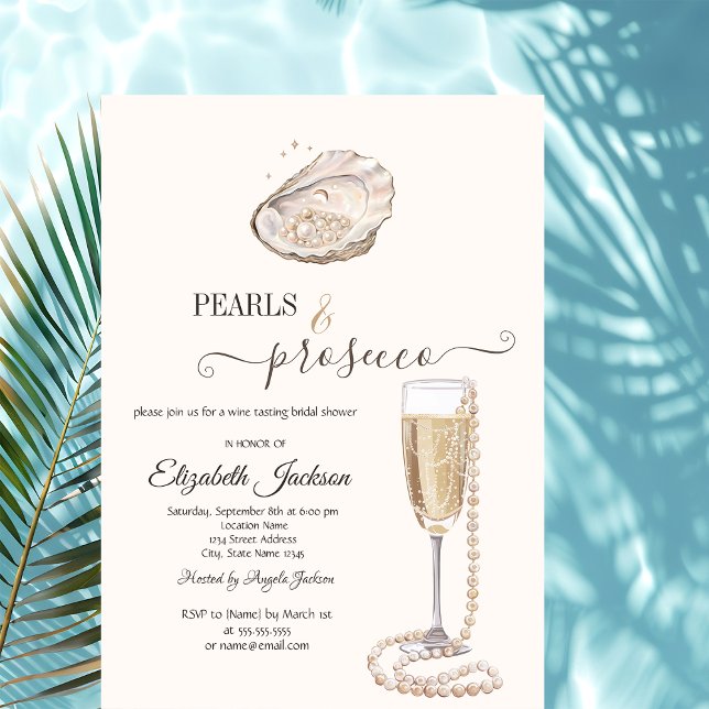 Convite  Pearls & Prosecco Seashell Cream (Criador carregado)