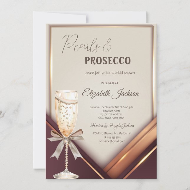 Convite Pearls Quadro de Arco Prosecco (Frente)
