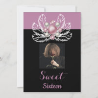 Pearls Rosa Dusty Penas de broche e Foto Sweet 16