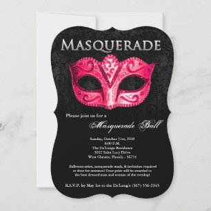 Convite Peça de máscara de Mascarada cor-de-rosa para ro