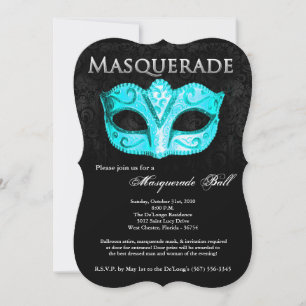 Convite Peça de Máscara de Mascarada de Teal Parte do Dia