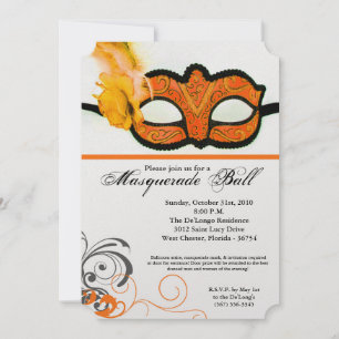 Convite Peça de Mascarada Laranja Máscara Costume Hallowee