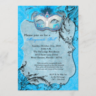 Convite Peça do Dia das Bruxas do traje da máscara da bola