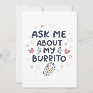Convite Peça-me Sobre Minha Arte de Bebê Fofo Burrito