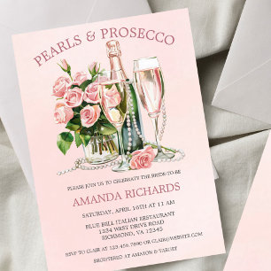 Convite Peças rosas e Prosecco Champagne Bridal Brunch