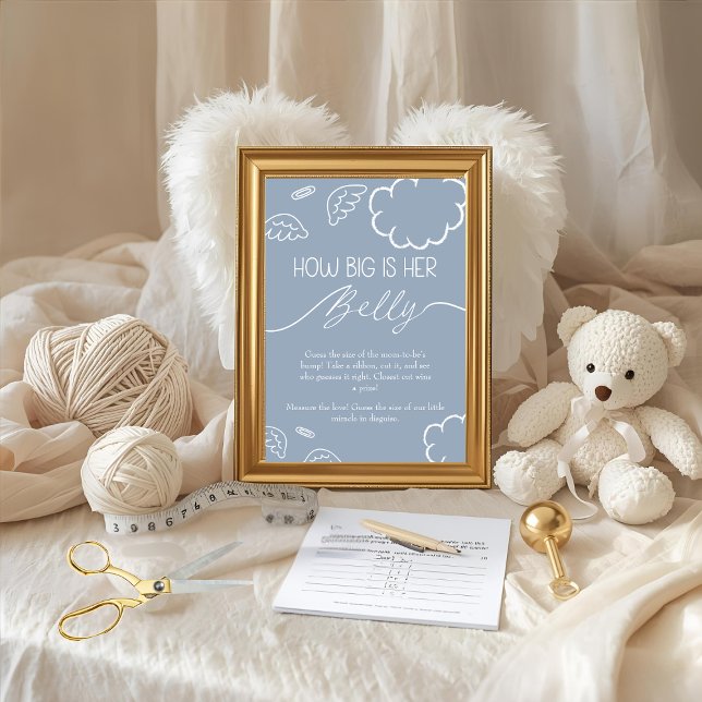 Convite Pedaço do Céu  Qual o Tamanho da Barriga Azul (Little Piece of Heaven How Big Is Her Belly Blue)