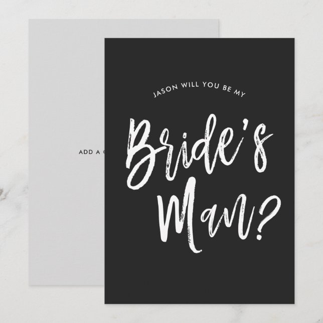 Convite Pedido de Bridesman | Personalizado com Letra Pret (Frente/Verso)