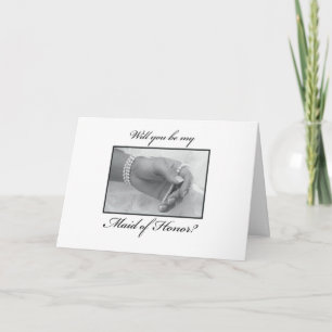 Convite Pedido de Dama de Honra Preto, Branco