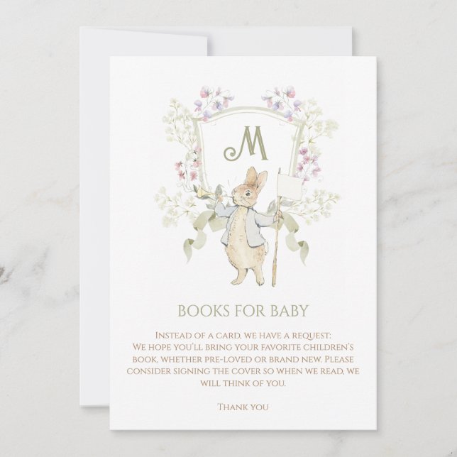 Convite Pedido de Livro para Chá de Bebê do Gingham Peter  (Frente)