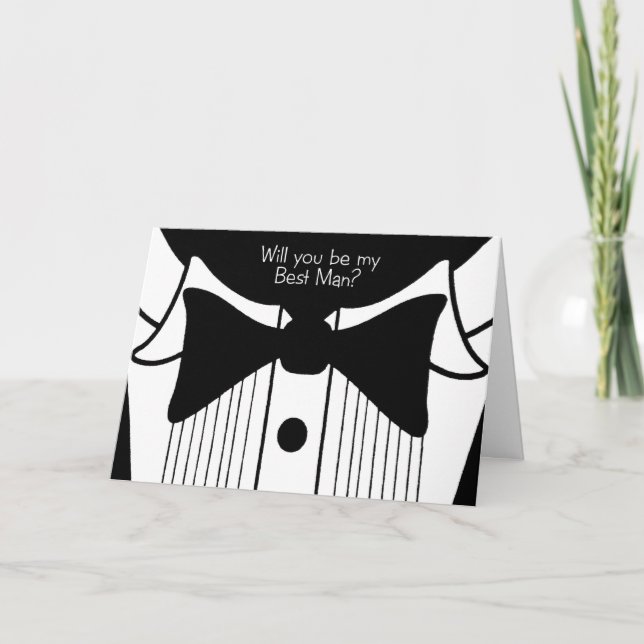 Convite Pedido de Padrinho de Casamento no design de smoki (Frente)