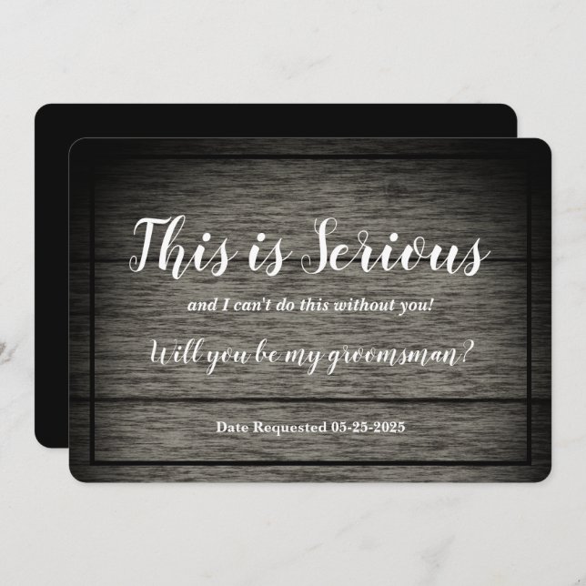 Convite Pedido de Padrinho Isto é Sério Madeira Rústica (Frente/Verso)