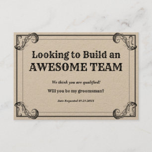 Convite Pedido de Padrinho Vintage Construindo uma Equipe