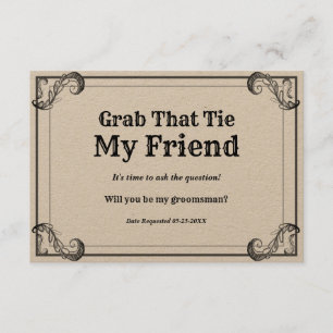 Convite Pedido de Padrinho Vintage Pegue Essa Gravata