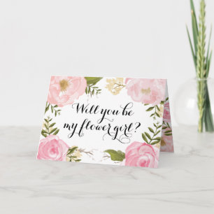 Convite Pedido de Rapariga Floral Rosa Moderna
