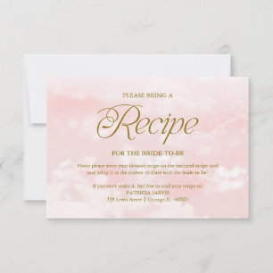 Convite Pedido de Receita Chá de Noiva Rosa Dourado Nuvem