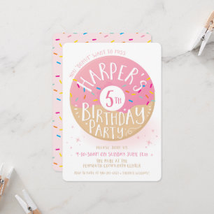 Convite PEDIDO PERSONALIZADO Donut fofo de 5º aniversário