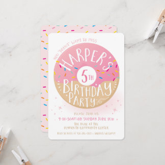 Convite PEDIDO PERSONALIZADO Donut fofo de 5º aniversário